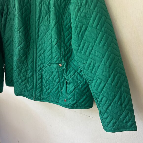 Susan Graver Jacket Womens Large Green Full Zip Quilted Light Pockets - Picture 3 of 6